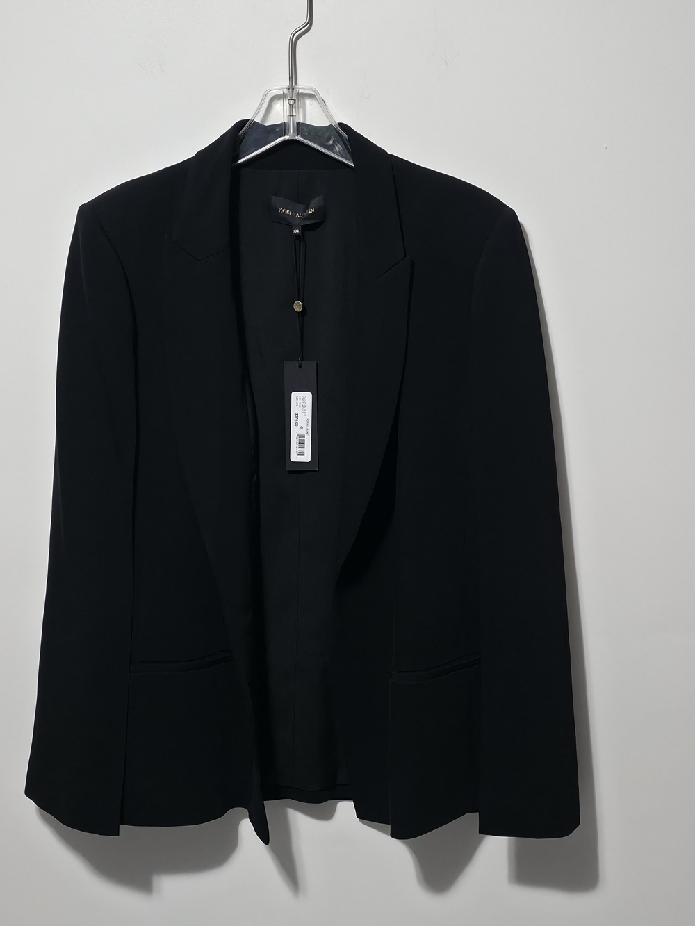 NWT Kobi Halperin Adrian Black Open Front Peak Lapel Blazer Jacket XXL